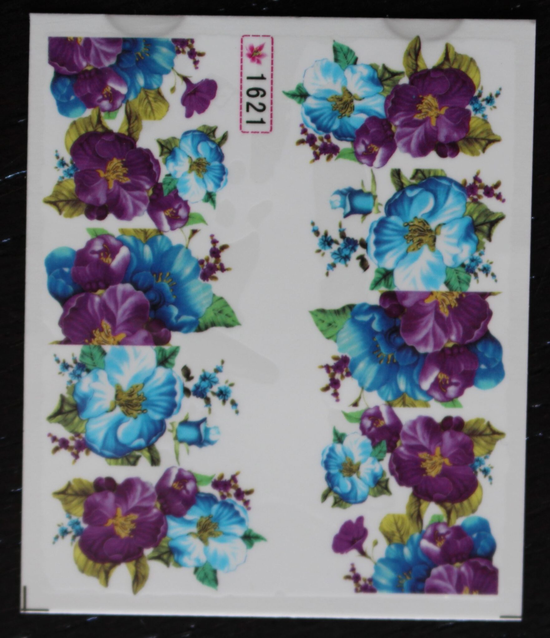 Full Nail Wraps - water transfer - Purple and Blue Flowers - Image 1