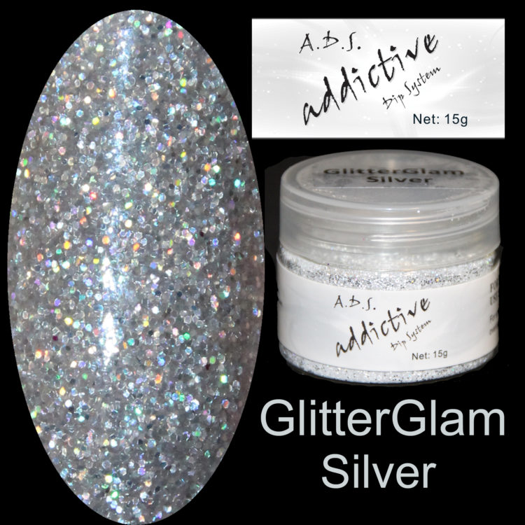 Addictive Dip System Dipping Powder 20ml/15g - GlitterGlam Silver