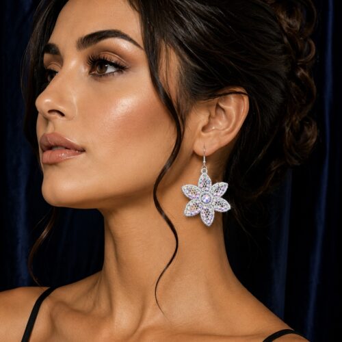 Embroidered Glass Rhinestone Earrings - Made for dancers
