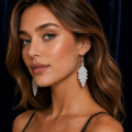 Embroidered Glass Rhinestone Earrings - Made for dancers