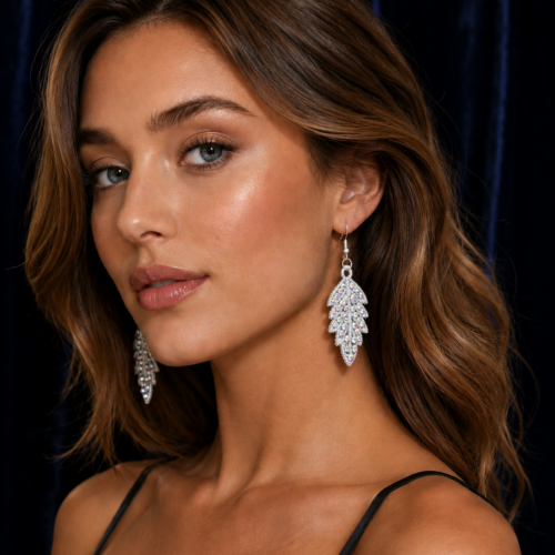Embroidered Glass Rhinestone Earrings - Made for dancers