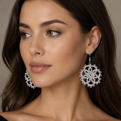 Embroidered Glass Rhinestone Earrings - Made for dancers